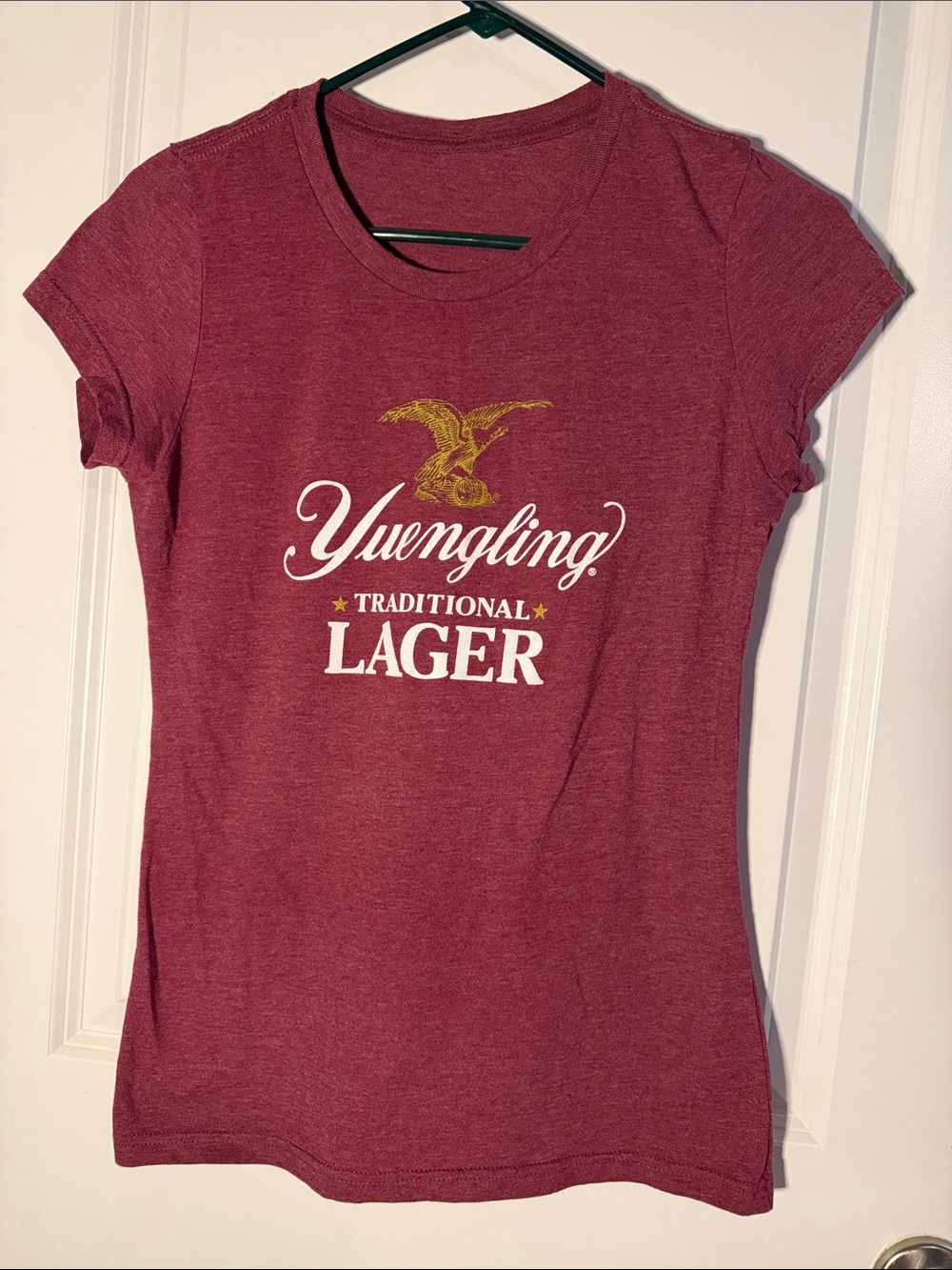 Women's Maroon Yuengling Lager Logo Tee